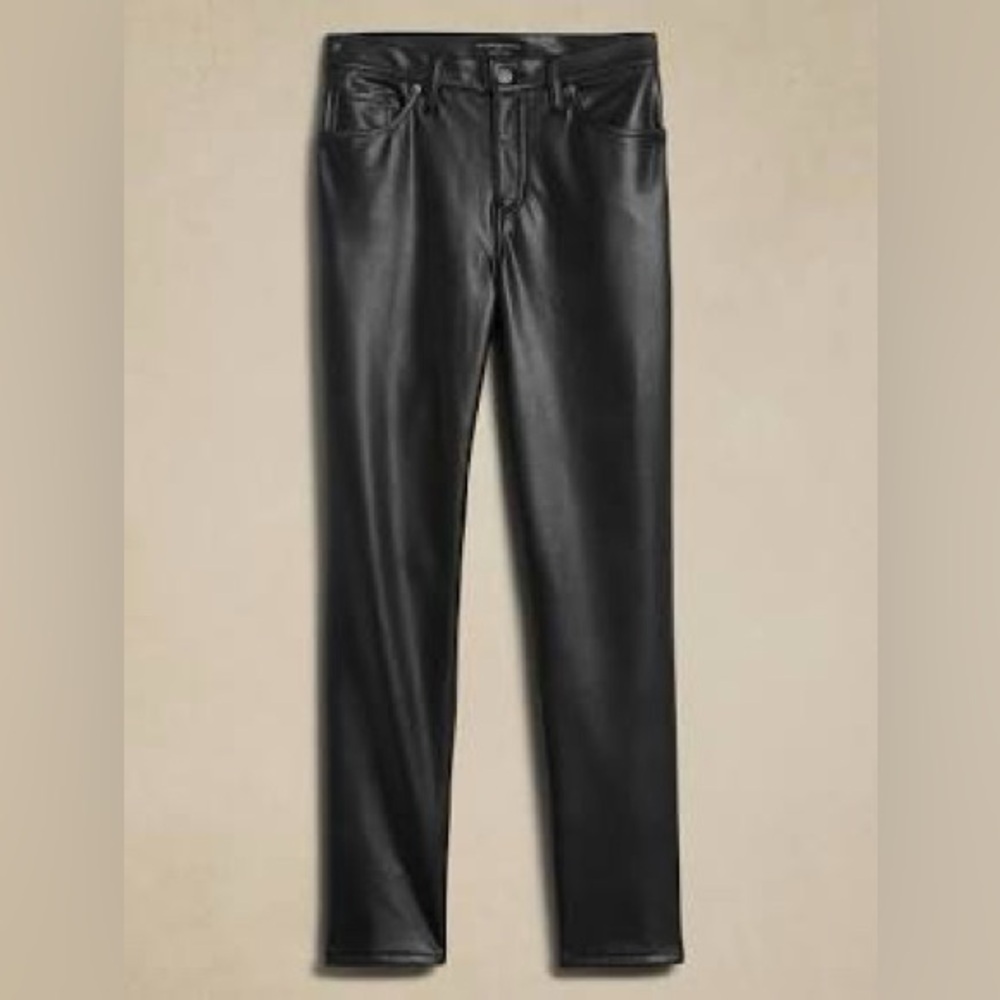 Banana Republic Black Vegan Leather Ankle Pants